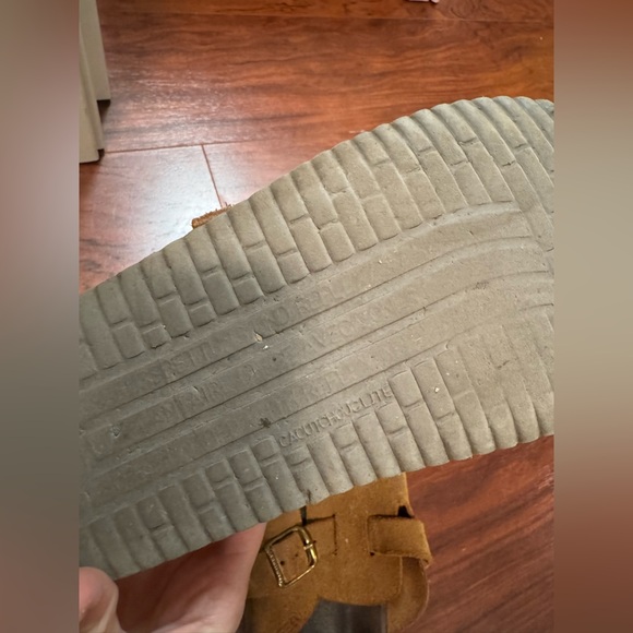 Brown Suede Buckle Clogs - Picture 7 of 7